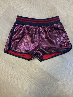 Little Marc Jacobs Shimmer Pink Metallic Apple MJ patch Athletic Shorts